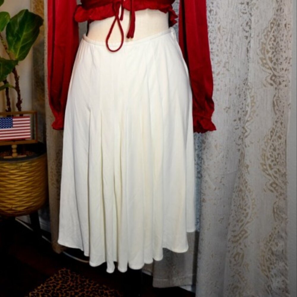 Ralph Lauren Collection Purple Label Ivory Pleated Skirt Sz 2 Luxury Designer